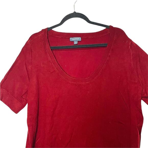 Modcloth Women's Sweater 3x Maroon Deep Scoop Neck Short Sleeve Knit Plus Size - Picture 7 of 7